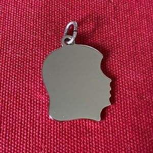 VTG I JMF I Sterling Silver I Girl Silhouette Profile Large Flat Charm Pendant